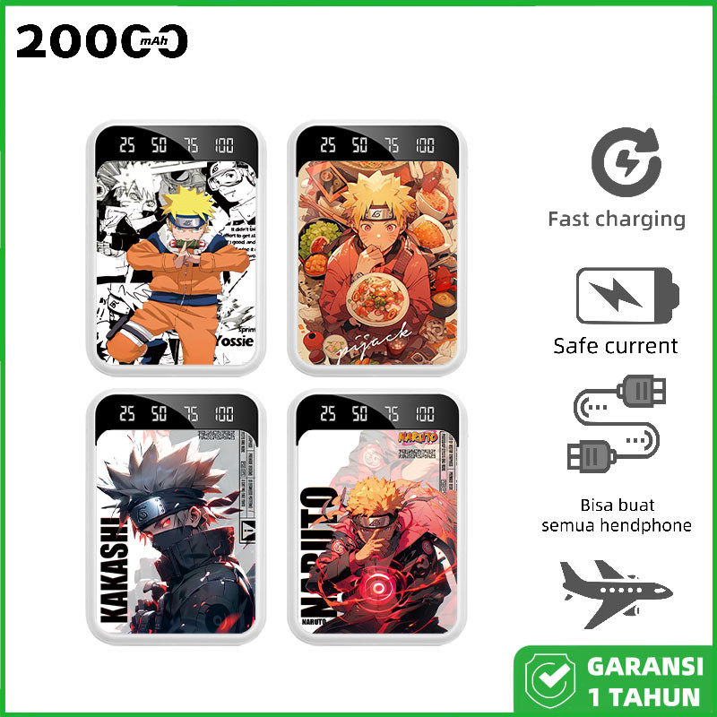 PowerBank 20000mAh Colorful Manga Naruto Pocket Sized Charging Input Port Type C Micro Android USB