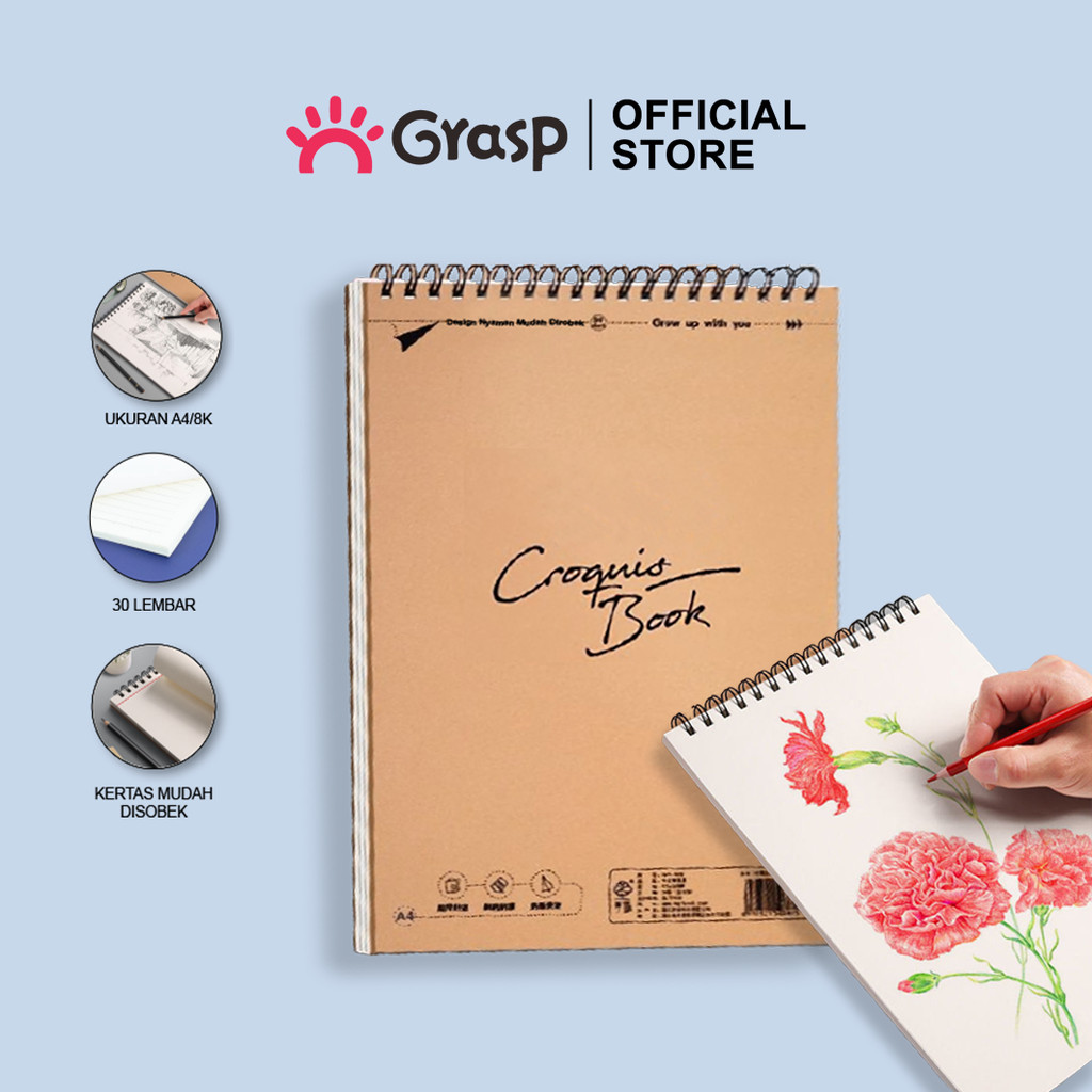 

GRASP Sketchbook Buku Sketsa A4/8K Buku Gambar Sketsa Spiral Drawing Book Profesional Tidak Mudah Sobek SKB001