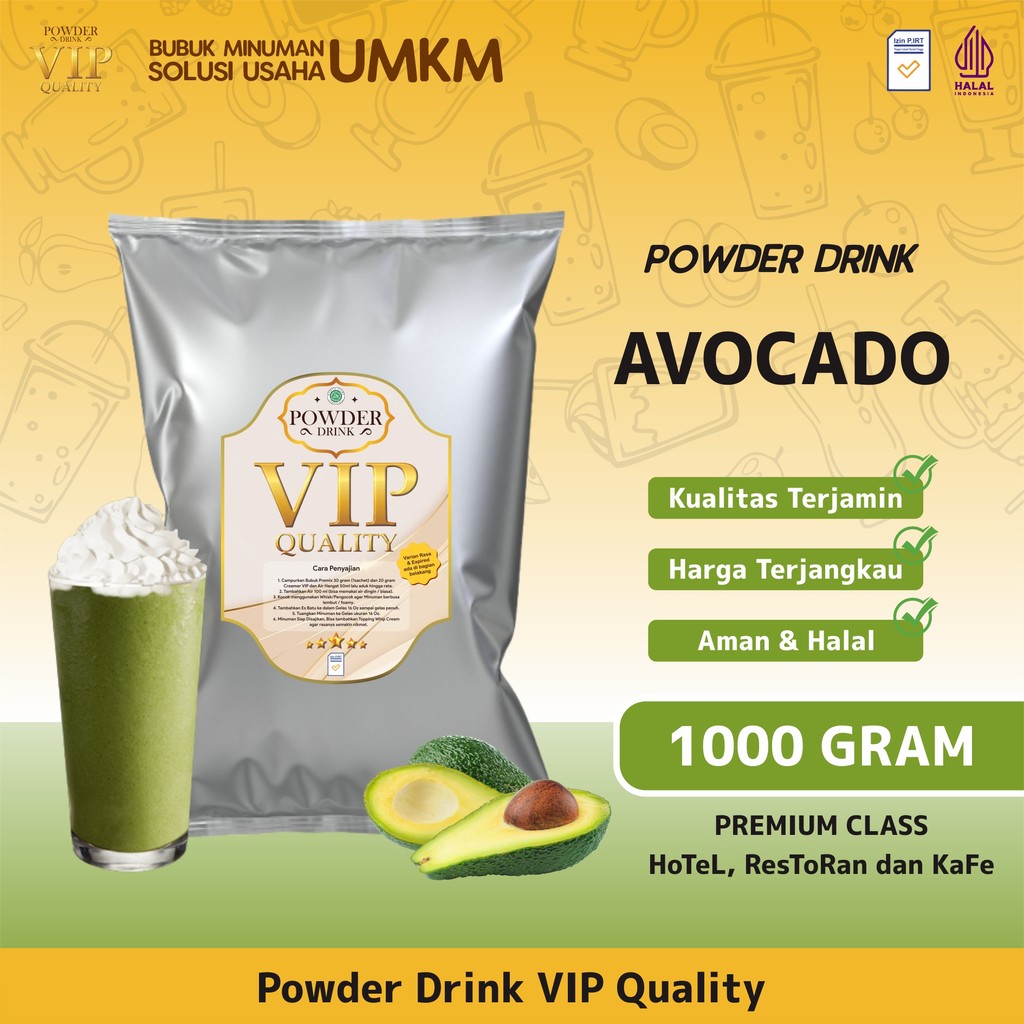 

Bubuk Minuman Kekinian Boba Instan Powder Drink VIP Rasa Avocado 1 Kg