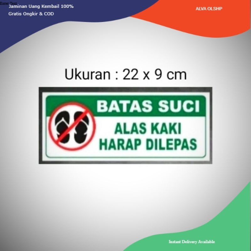 

stiker Sign " BATAS SUCI" Alas Kaki Harap Dilepas sticker tulisan Batas Suci