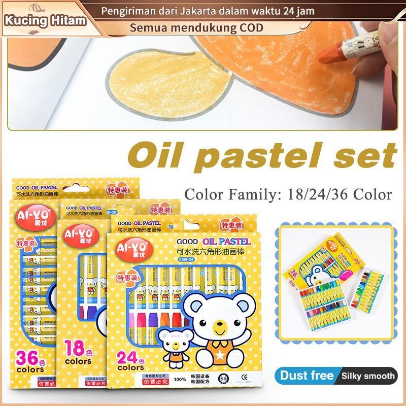 Set Krayon Warna-warni 12/24/36 Set Alat Tulis Anak-anak Krayon Lukis Tangan Pasangan