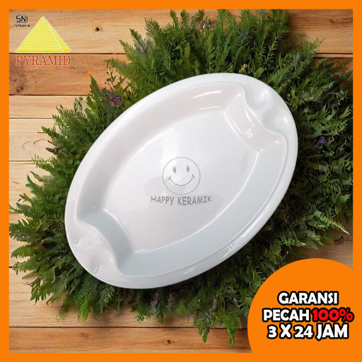 PYRAMID 1PCS Piring Oval Keramik Piring Restoran Ikan Oval Polos 12in 14in 16 in Dan 18in