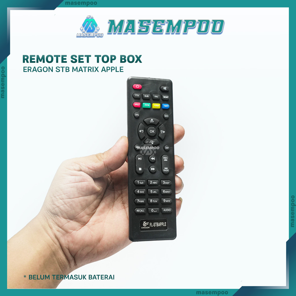 Remote STB ERAGON – Kompatibel Set Top Box DVB-T2 Matrix Apple HD Merah, Pengganti Remote Original