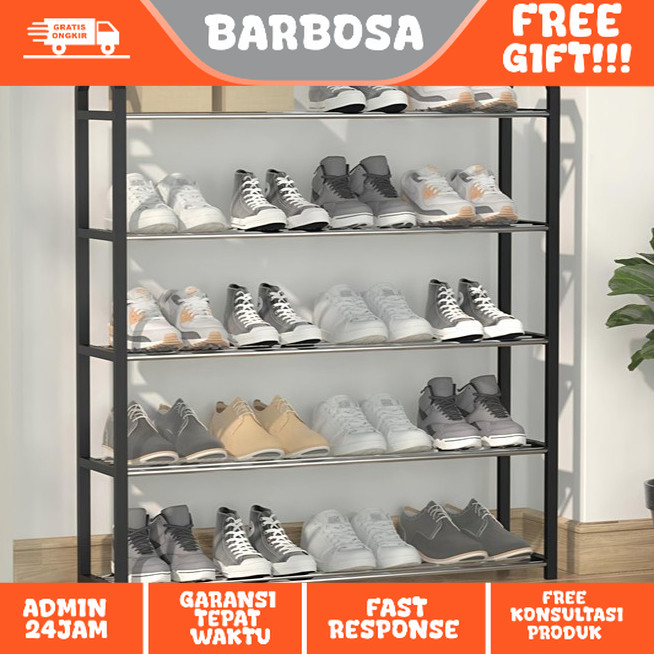 Configear 5 Layers Minimalis Rak Sepatu Besi Stainless Bertingkat Rak Sandal Dan Sepatu Rak Susun Se