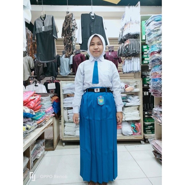 Rok Rempel panjang warna Biru Benhur merk SERAGAM/BULOVA (SD,SMP,SMA)