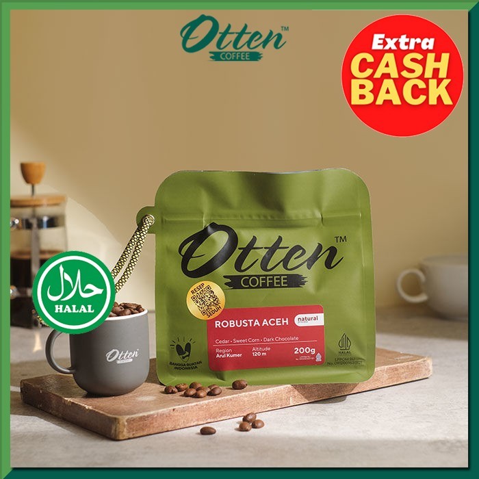 

Kopi Robusta Aceh Gayo 200g - Biji / Bubuk Kopi Otten Coffee - Fine