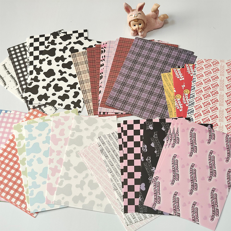

25 Sheets Retro Milk Cow Grid Collage Material Paper DIY Scrapbooking Album Journal Kawaii Decor Background Craft Paper