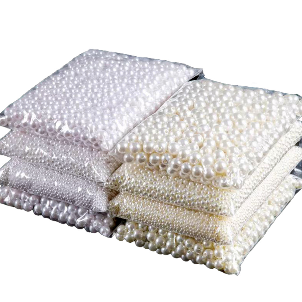 

3-20mm 10-1000pcs straight hole ABS imitation pearl beige white bracelet with round beads for DIY craft jewelry making products