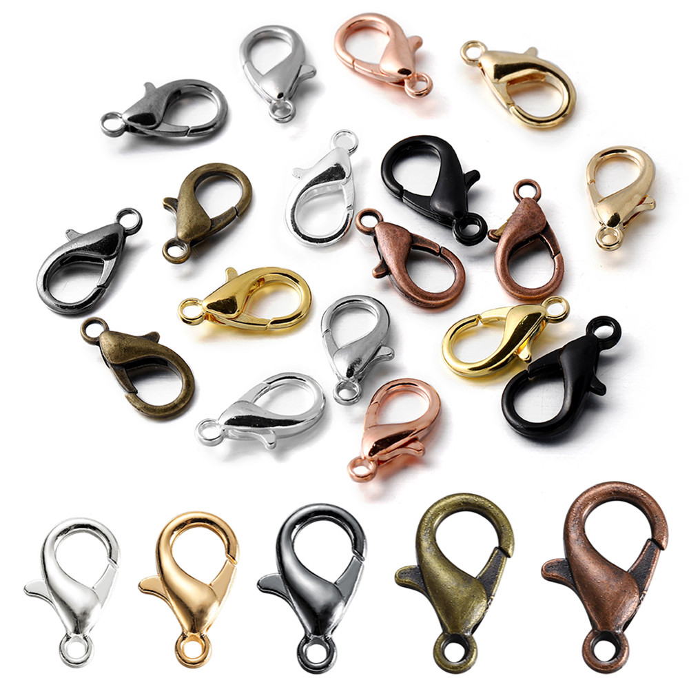 

100pcs/lot Lobster Clasps For Bracelets Necklaces DIY Hooks Chain Closure Accessories For Jewelry Making Findings Wholesale