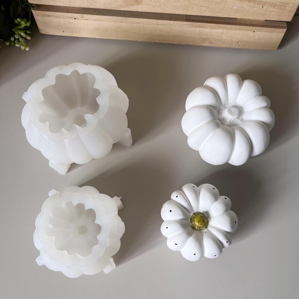 

DIY Big Pumpkin Aromatherapy Gypsum Silicone Mold Plaster Cement Home Decoration Moulds Creative Candle Mold