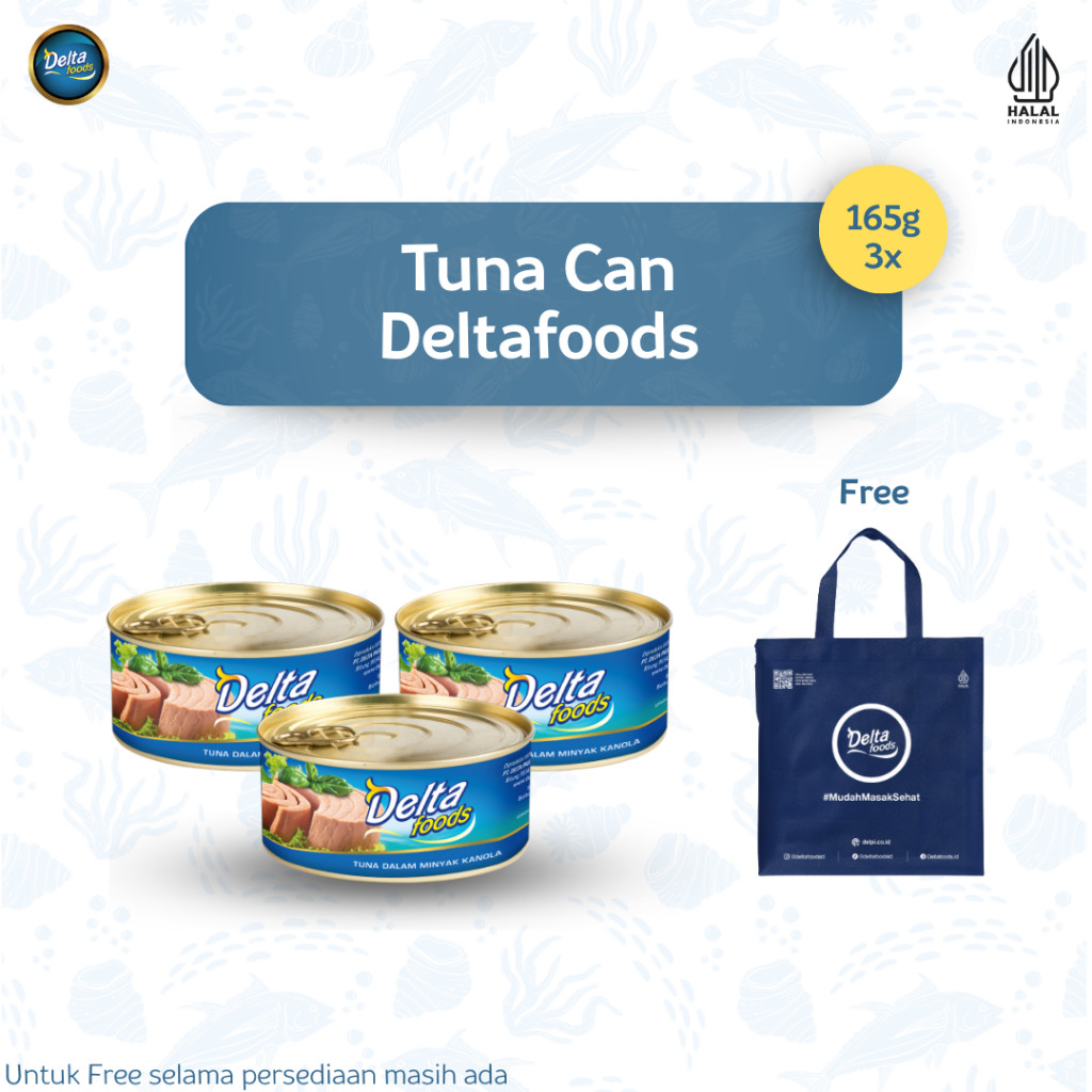 

Deltafoods - Ikan Tuna Dengan Minyak Kanola DeltaFoods Bundling 3 Free Totebag
