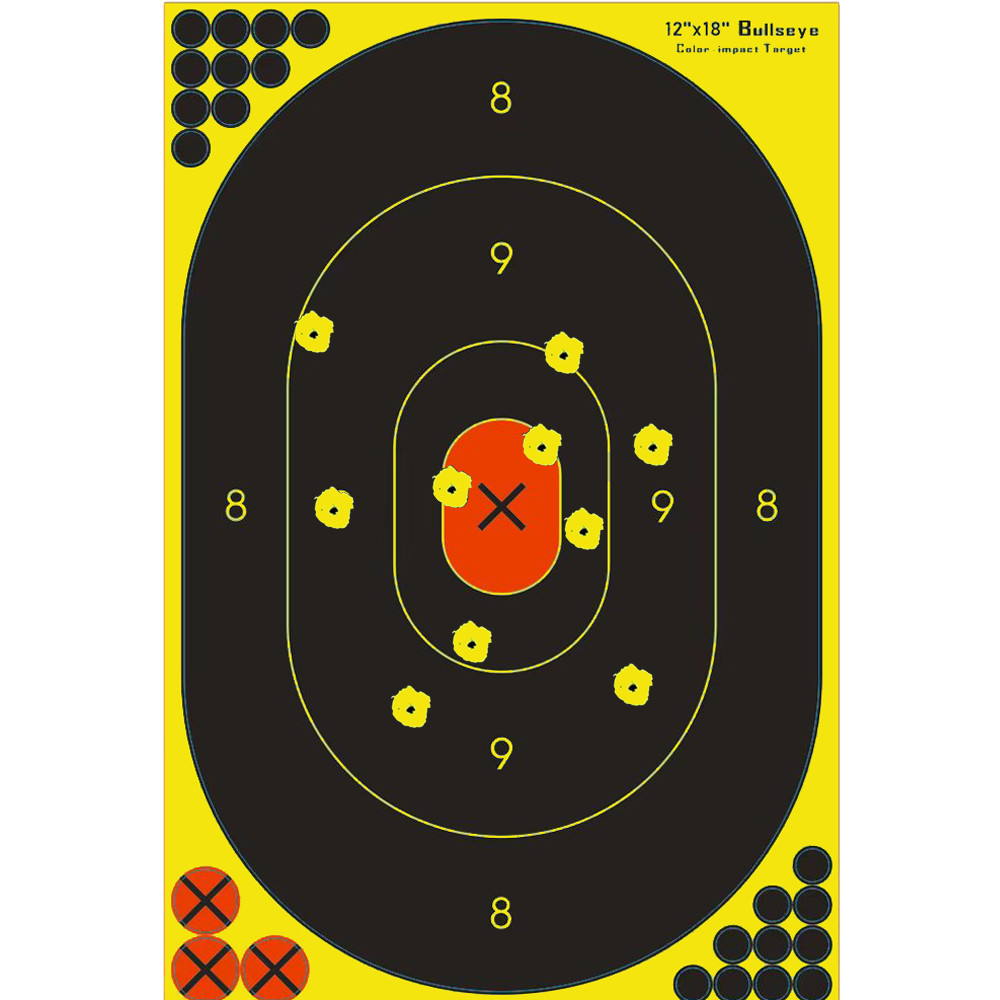 

12"X18" Self-Adhesive Splatter Splash & Reactive(Color Impact) Shooting Sticker Targets(Black Athletic Track Pattern) 10 Pcs