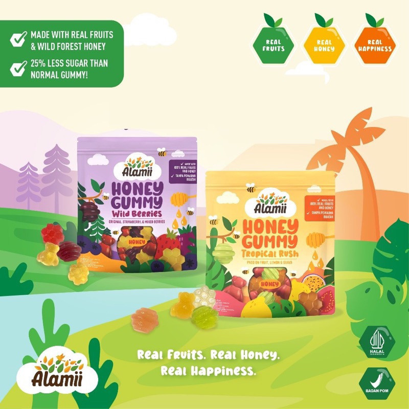

[NIXEL] ALAMII Honey Gummy 40g - Wild Berries / Tropical Rush - Cemilan Anak