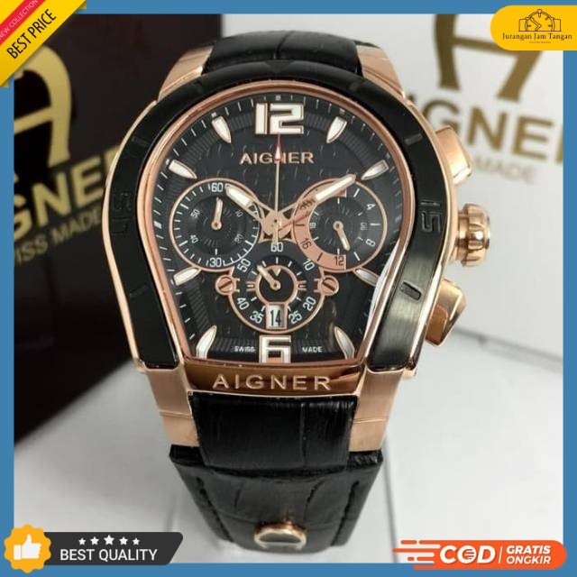 Jam Tangan Wanita Aigner Palermo A58500 Chronograph - Super Premium - Black Rosegold