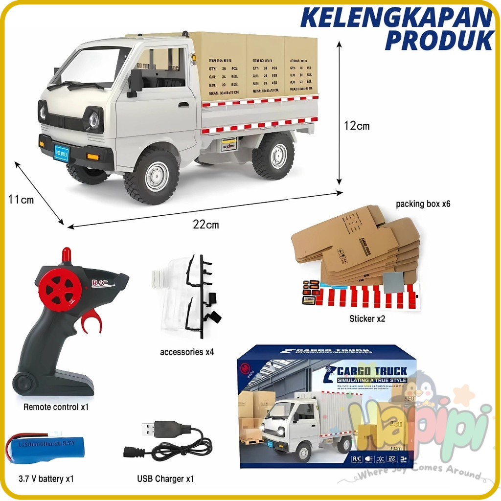 Mobil Remote Control Cargo Pickup Truk D12 RC Suzuki Carry Pickup L300 Mainan Anak Truck Box