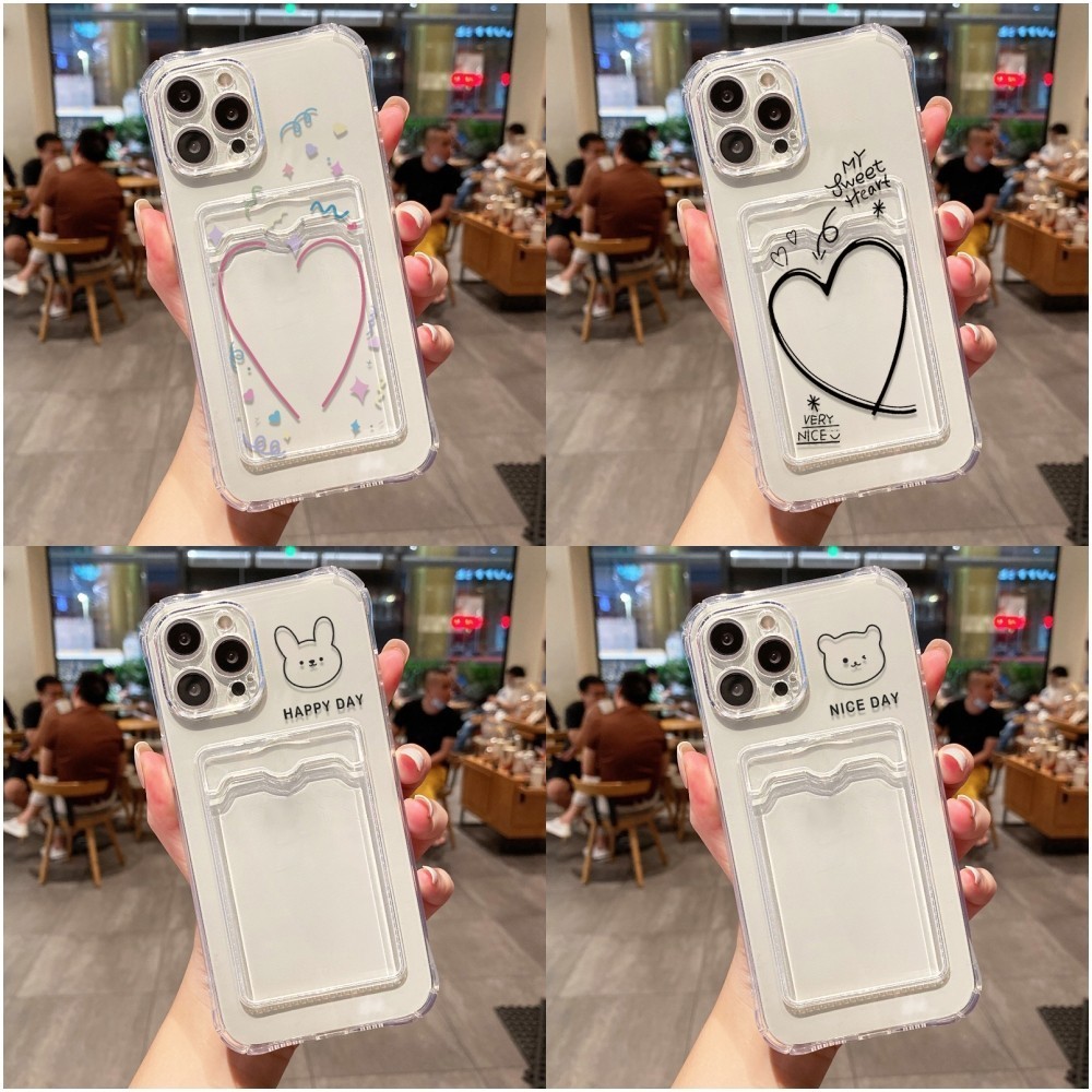 Transparent TPU Card Slot Case Casing For Oppo Realme 5 5i 5S 6i 9i 9 4G 9 Pro+ 10 4G 10 Pro 10 Pro+