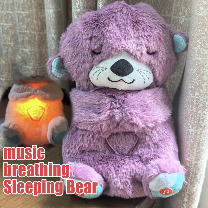 Mainan boneka bayi dapat diatur musik bernapas bayi hadiah mainan bayi pendamping tidur menenangkan 