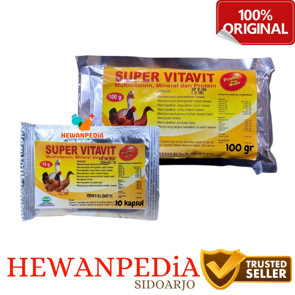 SUPER VITAVIT SACHET 10 KAPSUL MADU hewanpedia - Multivamin Ayam Burung Unggas Itik Bebek Petelur Pe