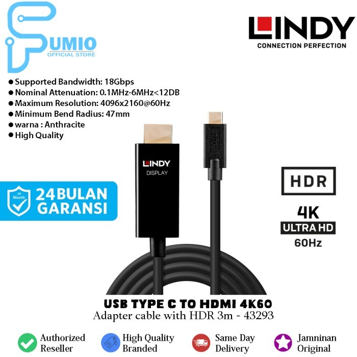 LINDY Type C Thunderbolt to HDMI 4K Adapter Cable ( 43293 )