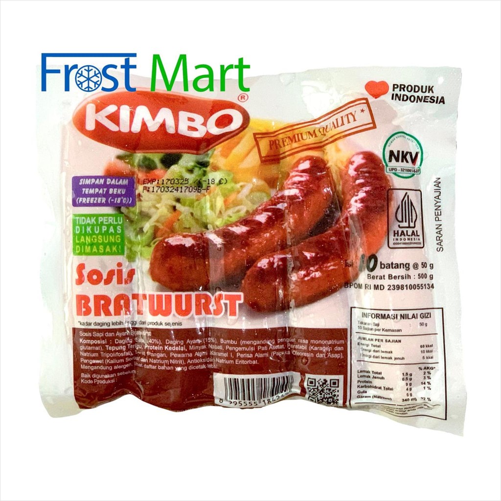 

Kimbo Sosis Sapi Bratwurst Original 500Gr isi 10 Pcs