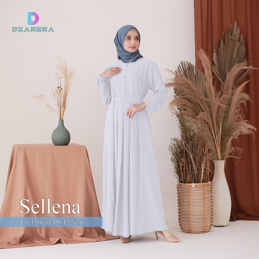 Gamis Putih Bersih Sellena Dress Crinkle Premium Gamis Wanita Jumbo Lebaran 2025 Terbaru