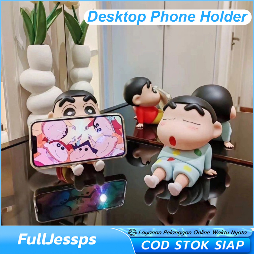Dudukan Ponsel Crayon Shinchan Dekorasi Desktop Boneka Anime Tempat Telepon Figure Anime Jepang Kray