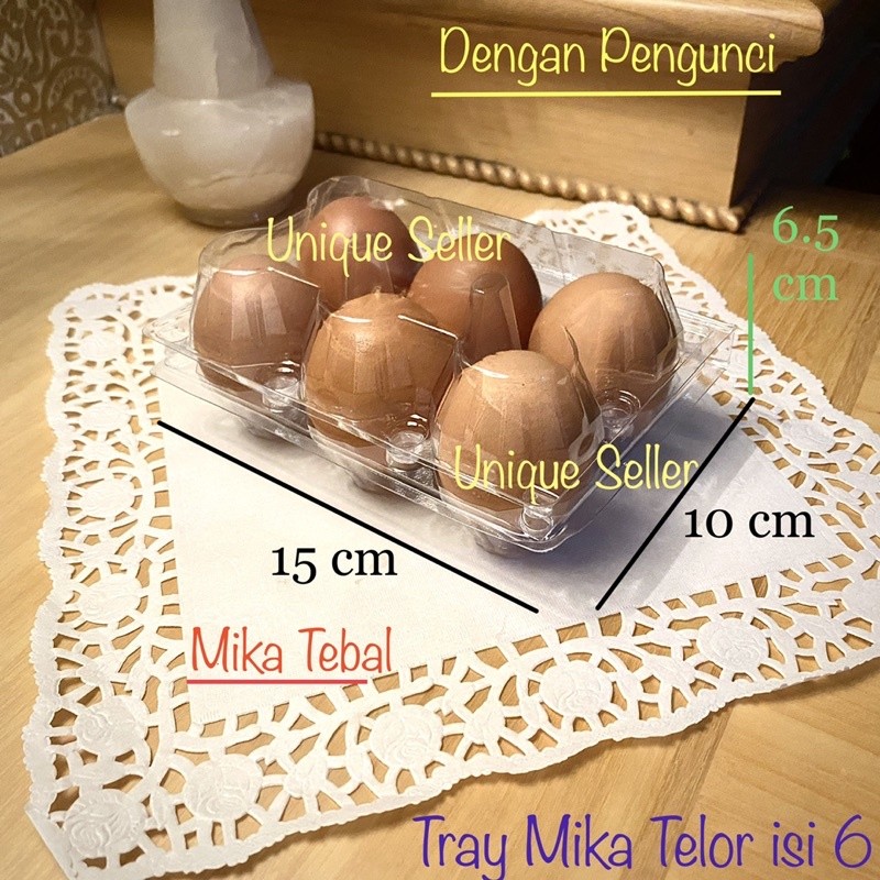 Tray Telor Mika isi 6 dengan Pengunci TEBAL MINIMAL PEMBELIAN 25 PCS / Tray Telor Plastik Kancing is