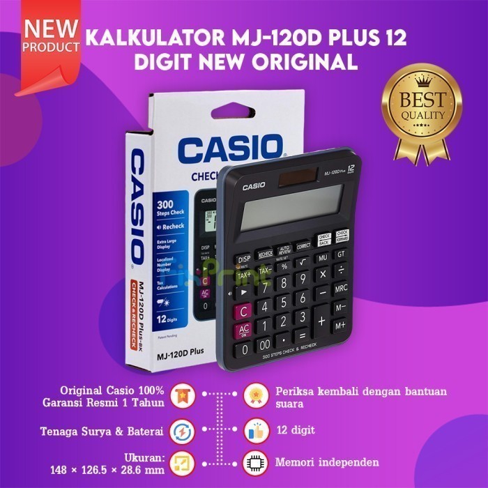FixPrint Calculator Casio 10 / 12 / 14 / 16 Digit Kalkulator Dasar Garansi New