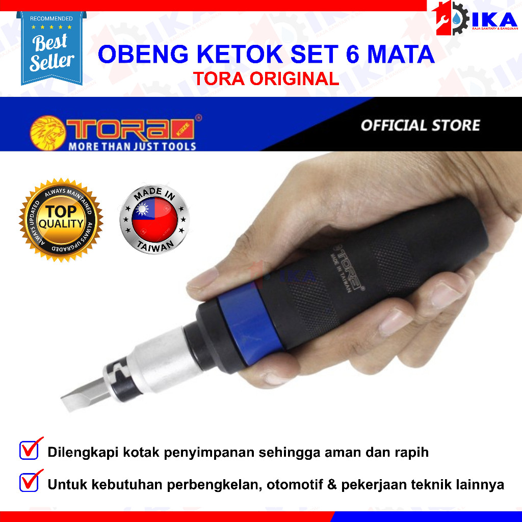 SAB OBENG KETOK TORA SET ORIGINAL / IMPACT DRIVER SET 1 KOTAK ISI 6 SET MATA + OBENG KETOK TR060021