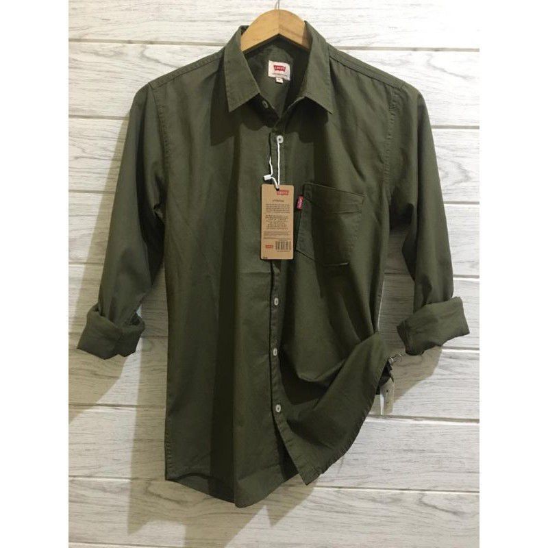 Hem Terkini / Baju Kemeja Pria Kasual Polos Hitam Putih Lengan Panjang / hem baju pria/kemeja cowok/