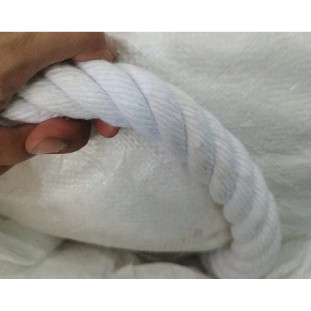 

1 Meter Tali Tambang 26mm Kuralon Kain Katun Putih Besar Tarik Ikat Guralon Kuat