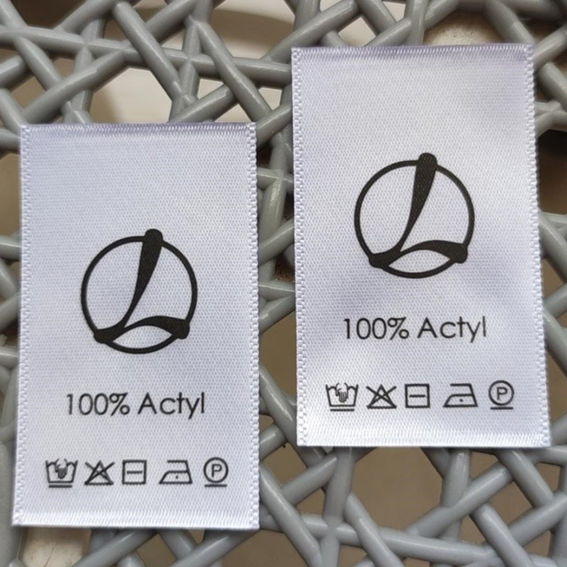 

500PCS Custom Print Washing Label Personalised satin Cloth Labels 3 * 5 cm 100%Actyl Care Label