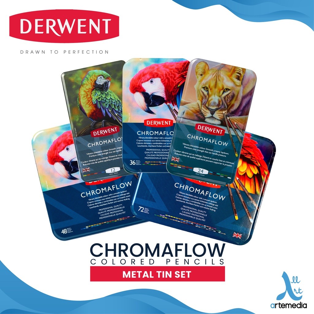 

Gramedia Surabaya - Derwent Chromaflow Pencil Color Set12 Metal Tin