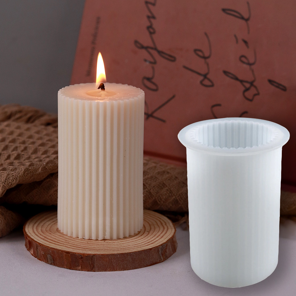 

Striped Column Scented Candle Wax Mould DIY Handmade Candle Gift Silicone Mold Candle Ornament Making Mold Home Craft Decoration