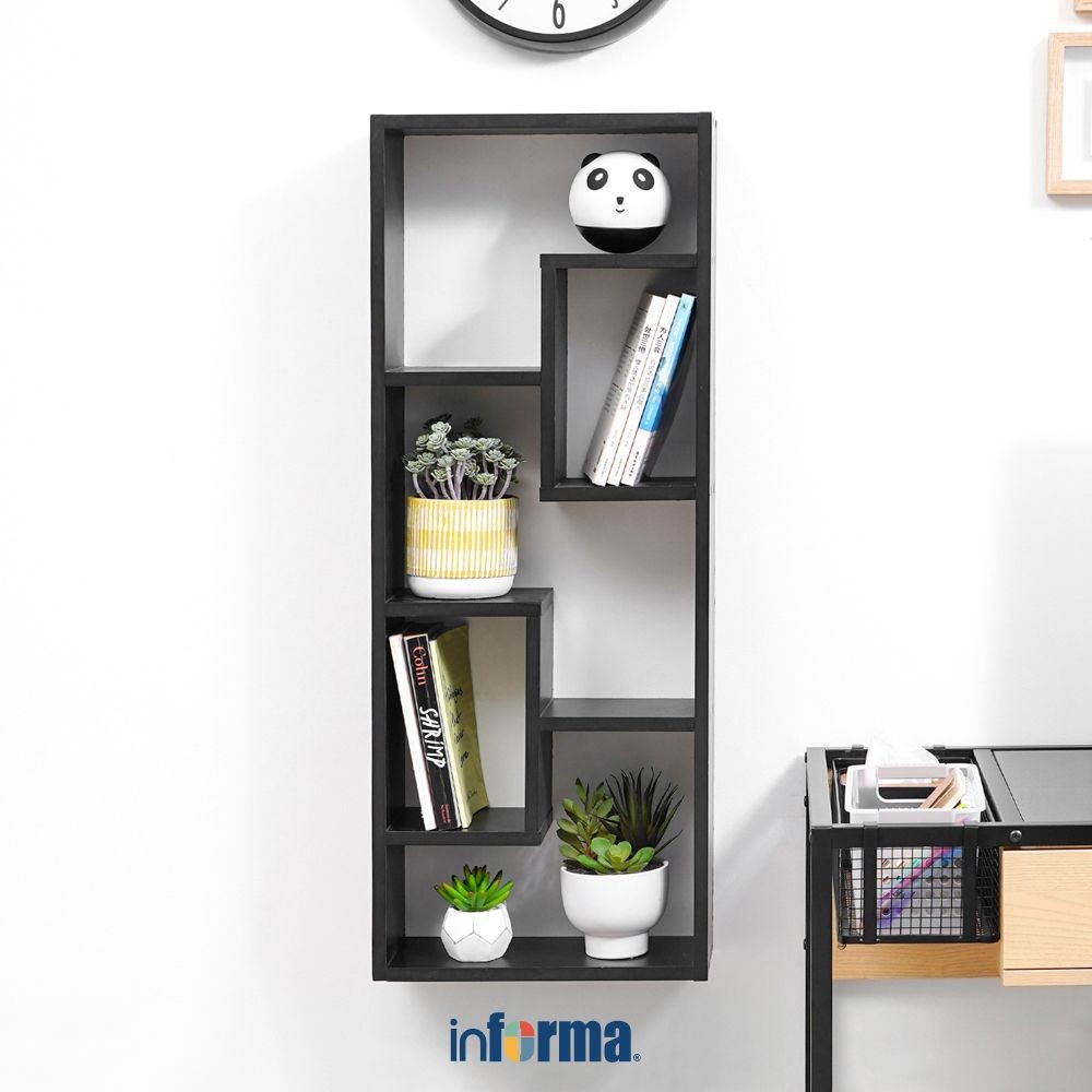Informa Gallio Rak Dinding Tempat Cd - Hitam Decorative Wall Shelf Rak Tembok Serbaguna Ambalan Dind