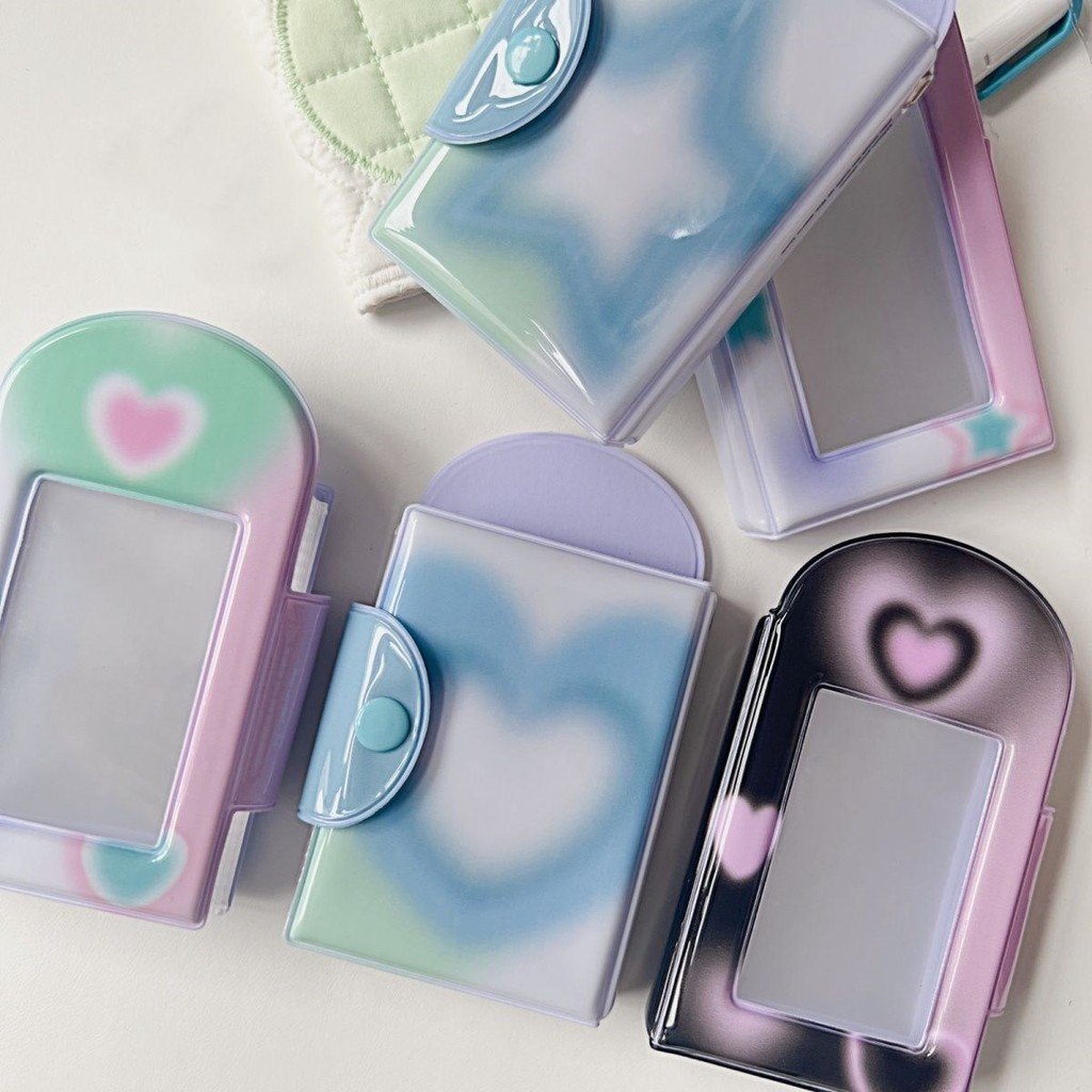 Y2K Black Pink Heart Photo Album 3Inch Photocard Holder INS InsIdols Cards Collections Book 40 Pocke