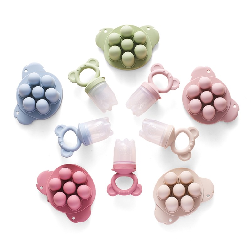 Koala Design Fruit Feeder Set Breast Milk Freezer Tray Food Soup BPA Free Silicone Vegetable Feeder 