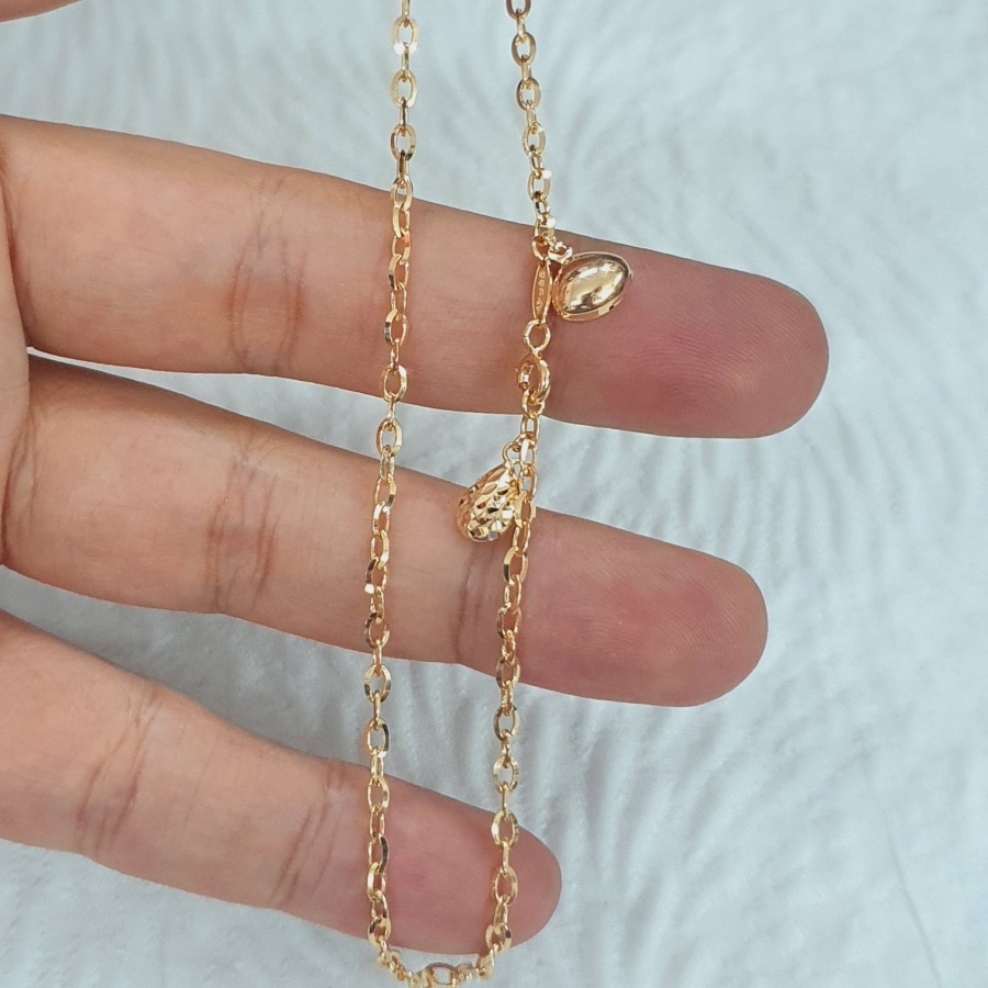 gelang kaki rantai oval tetes variasi 1 emas 70 % 700 70% 16k
