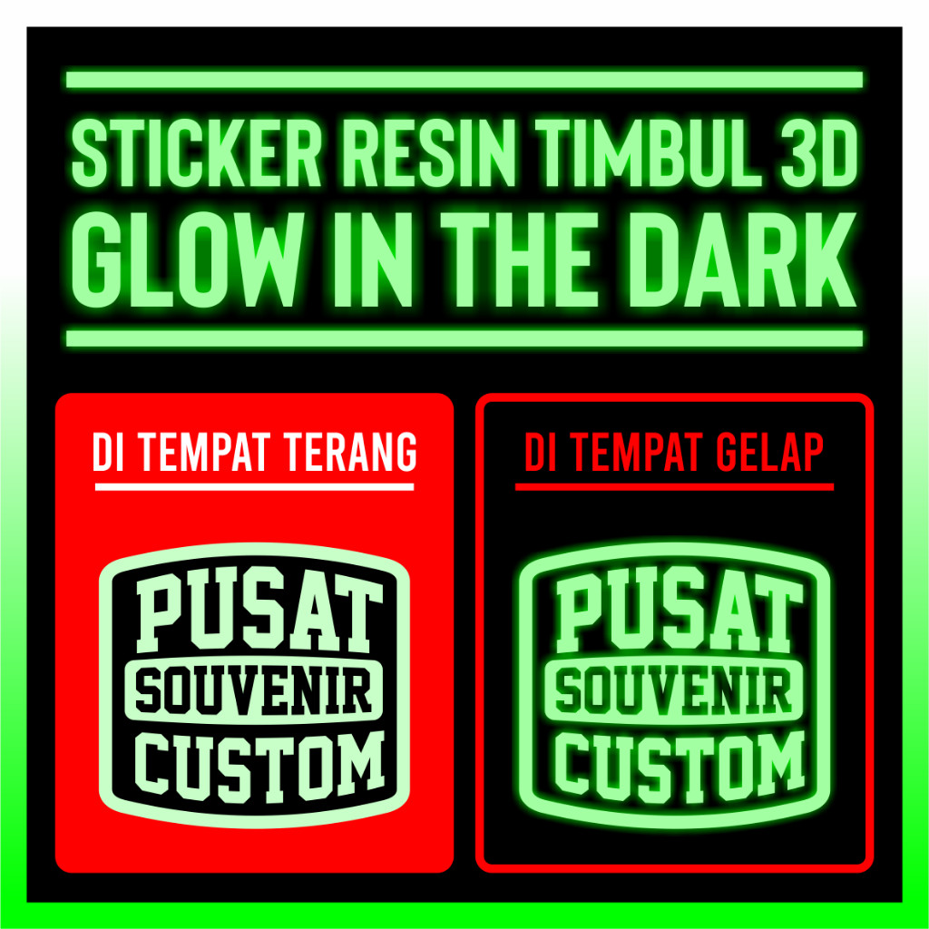 

STICKER RESIN TIMBUL 3D GLOW IN THE DARK - PSC