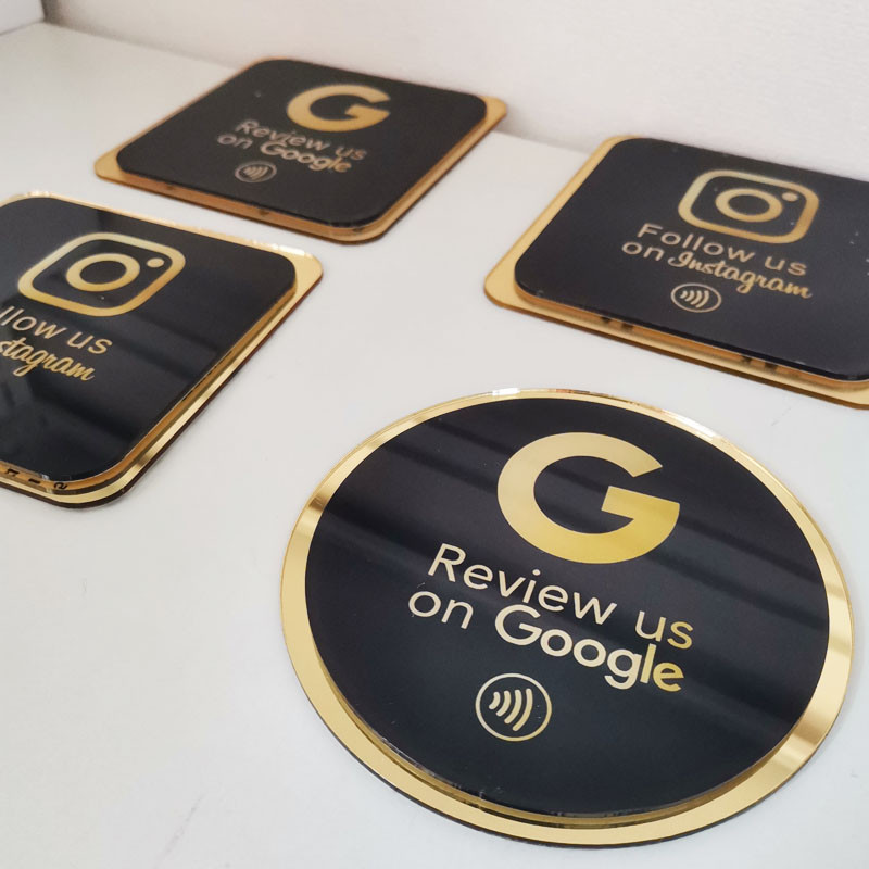 

NFC Plate Plaque Acrylic Sign for Google Reviews Instagram Social Media Interaction