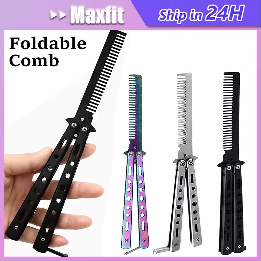 Sisir Lipat Rambut Stainless Steel Anti Karat Butterfly Pomade balisong comb training knife saku pel