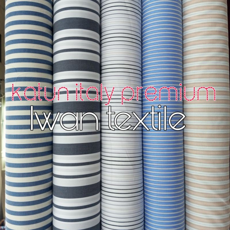 PROMO kain katun italy kain katun garis garis salur bahan baju kemeja - koko - gamis - hem - dress -
