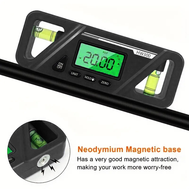 1PC Digital Inclinometer Digital Protractor Inclinometer Level 90 Degree Magnetic Inclinometer Black
