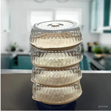 Tudung Saji Modern Susun Anti Pecah Food Storage Rak Penyimpanan Makanan Tudung Saji 4 Susun - Krist