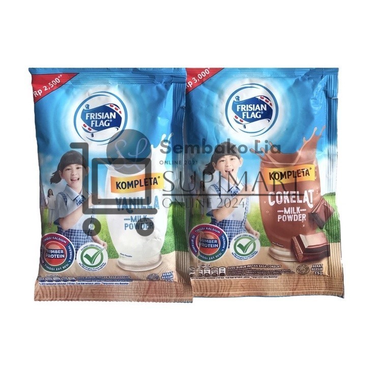 

Susu Bubuk Frisian Flag KOMPLETA Cokelat Vanilla Renteng