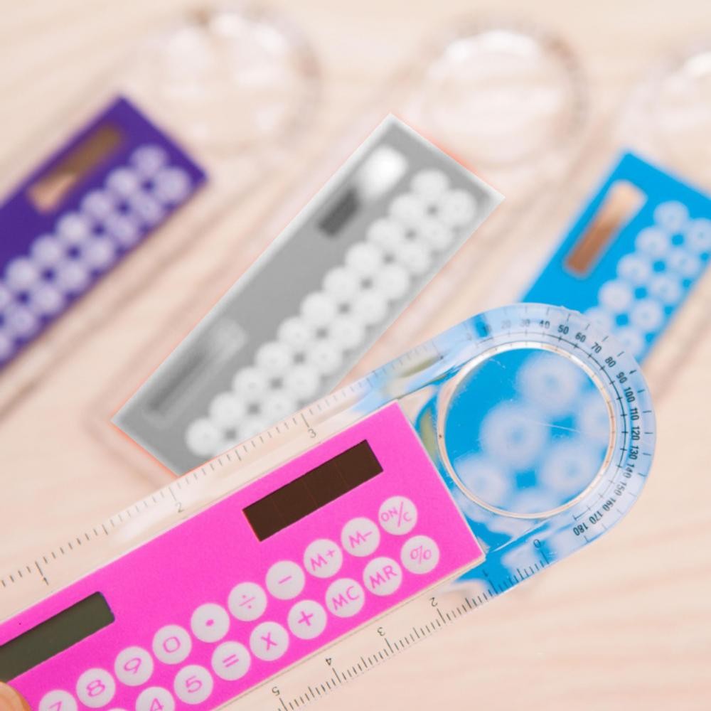 

Mini Calculator School Supplies Solar Transparent Ruler with Magnifier Student School Supplies