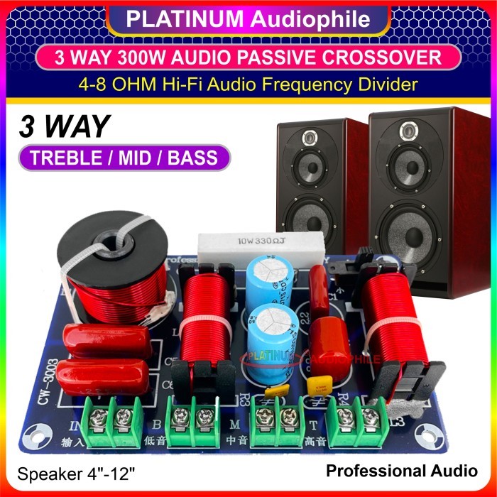 Crossover Pasif 3 Way Passive Speaker Crossover Low Mid High CW-3003