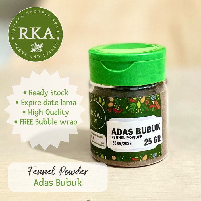 

Adas Bubuk 25 gr / Pure Fennel Powder 25 gr / Fennel Ground 25 gr