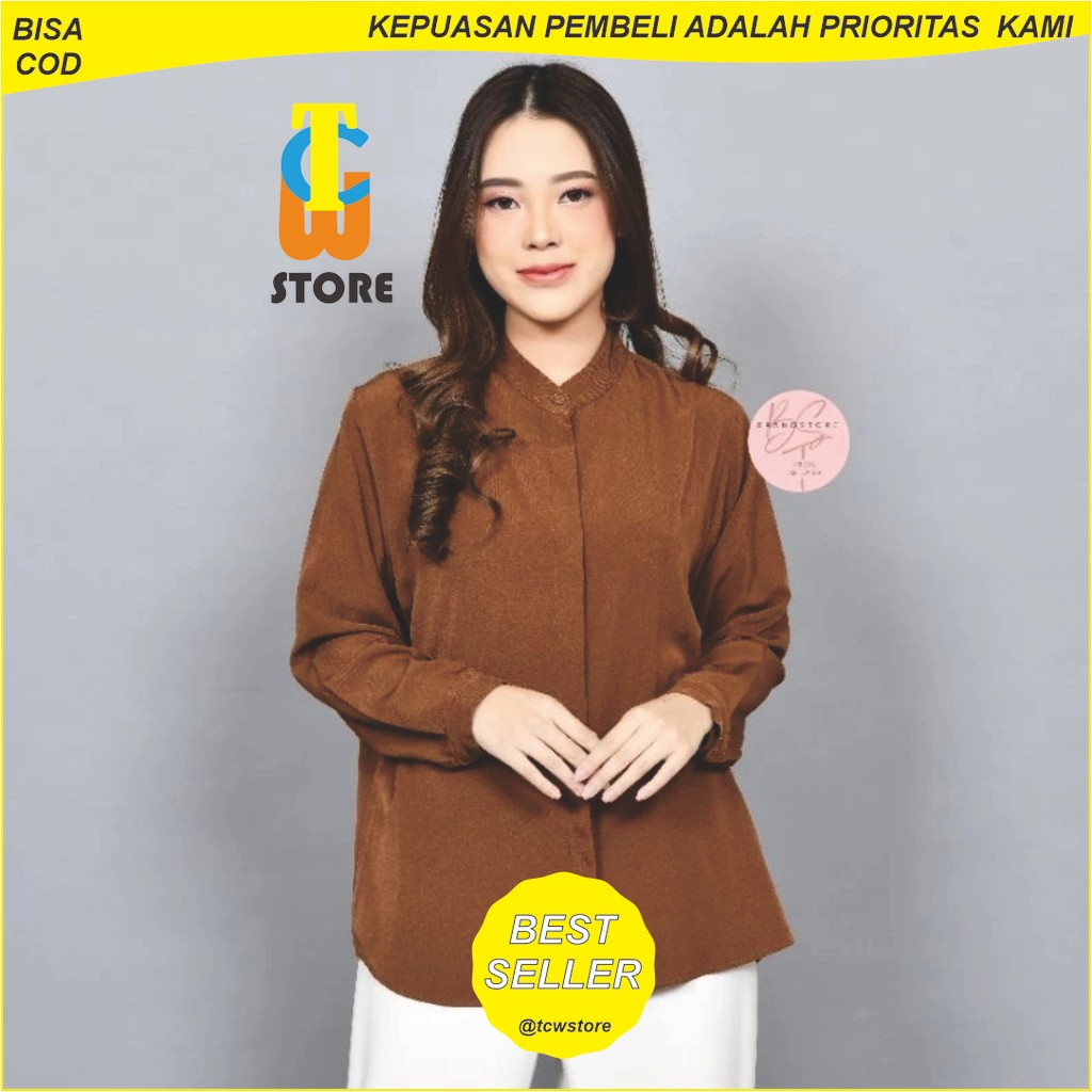 TCWSTORE - Maudy Top Shakila Botega Kemeja Oversize Polos Wanita Kasual