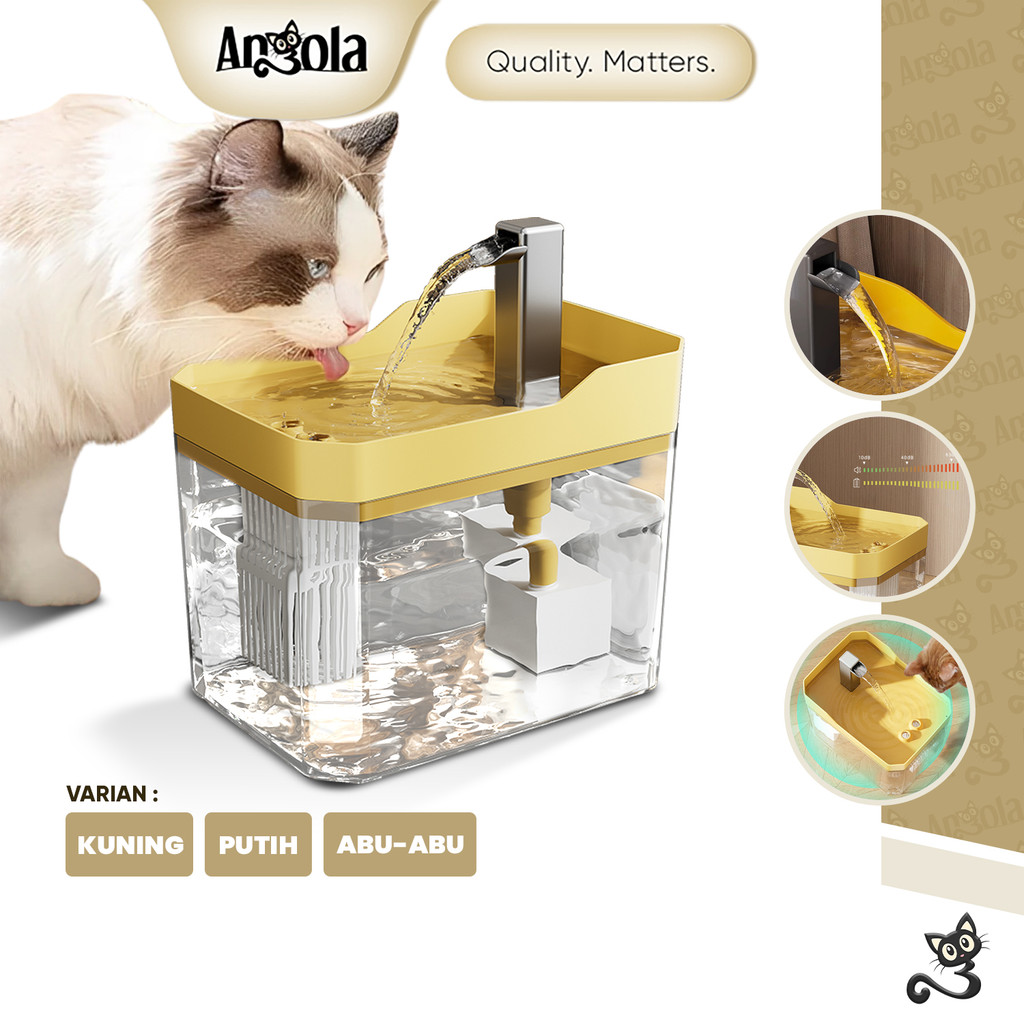 ANGOLA Dispenser Minum Otomatis Kucing / Tempat Minum Otomatis / Water Fountain Keran Air Otomatis Kucing + Filter Air M71 Automatic Pet Water Feeder